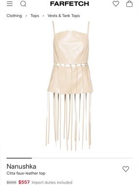 Nanushka Cream Fringe Tank